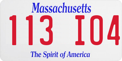 MA license plate 113IO4