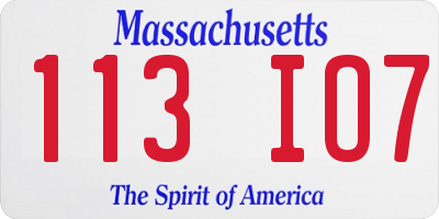 MA license plate 113IO7