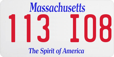 MA license plate 113IO8