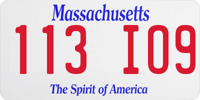 MA license plate 113IO9