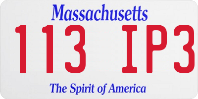 MA license plate 113IP3