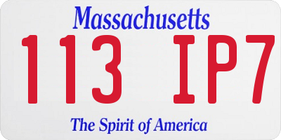 MA license plate 113IP7