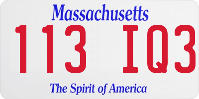 MA license plate 113IQ3