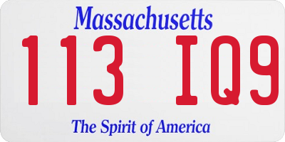 MA license plate 113IQ9