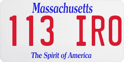 MA license plate 113IR0