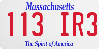 MA license plate 113IR3