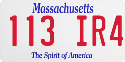 MA license plate 113IR4