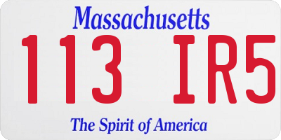 MA license plate 113IR5