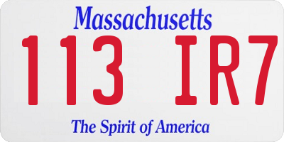 MA license plate 113IR7