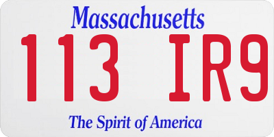 MA license plate 113IR9