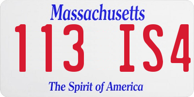 MA license plate 113IS4