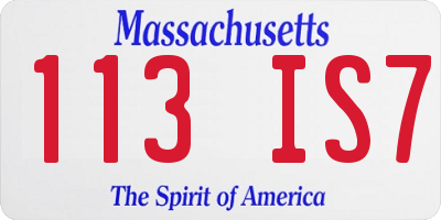 MA license plate 113IS7