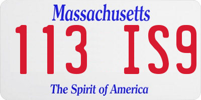 MA license plate 113IS9