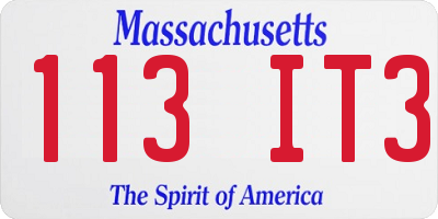 MA license plate 113IT3