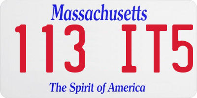 MA license plate 113IT5