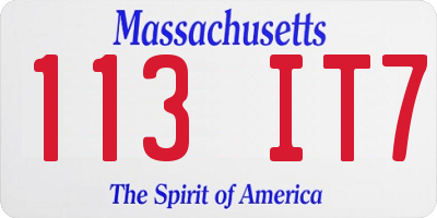 MA license plate 113IT7