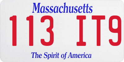 MA license plate 113IT9