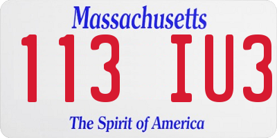 MA license plate 113IU3