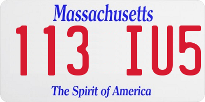 MA license plate 113IU5