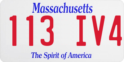 MA license plate 113IV4