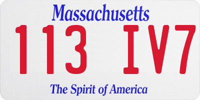MA license plate 113IV7