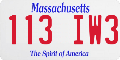 MA license plate 113IW3
