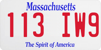 MA license plate 113IW9
