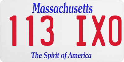 MA license plate 113IX0