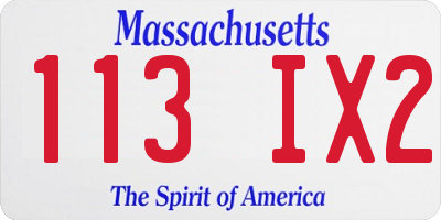 MA license plate 113IX2