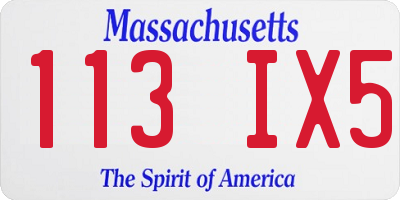 MA license plate 113IX5