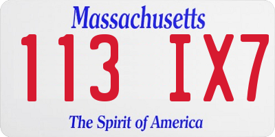 MA license plate 113IX7