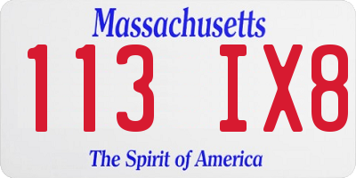 MA license plate 113IX8