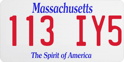 MA license plate 113IY5