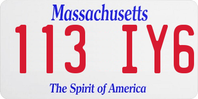 MA license plate 113IY6