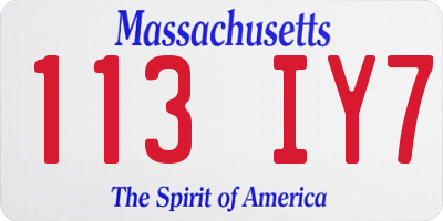 MA license plate 113IY7