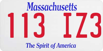 MA license plate 113IZ3