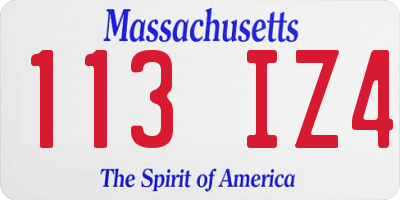 MA license plate 113IZ4