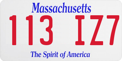 MA license plate 113IZ7