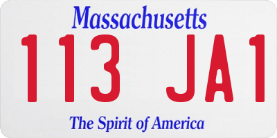 MA license plate 113JA1
