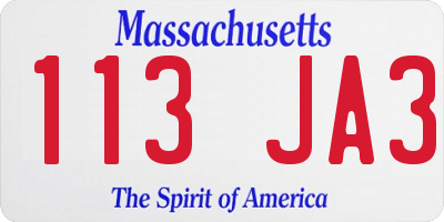 MA license plate 113JA3