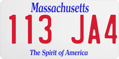 MA license plate 113JA4