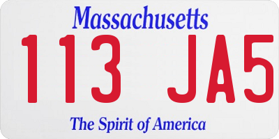 MA license plate 113JA5