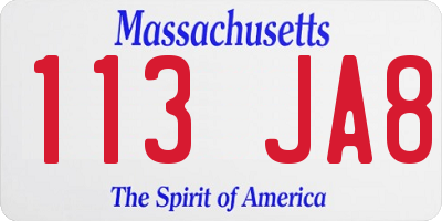 MA license plate 113JA8