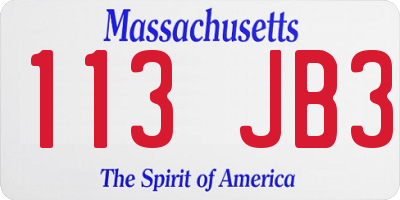 MA license plate 113JB3