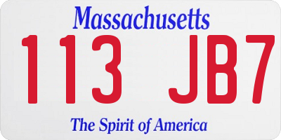 MA license plate 113JB7