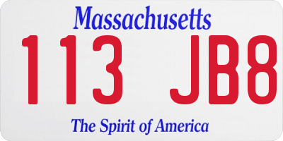 MA license plate 113JB8