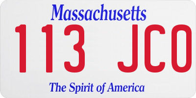 MA license plate 113JC0