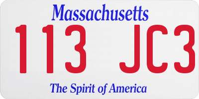 MA license plate 113JC3