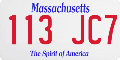 MA license plate 113JC7