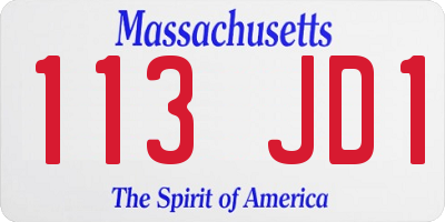 MA license plate 113JD1